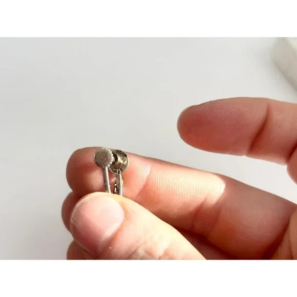 Siam Sterling Silver Vintage Screw Back Bells Hearts Charm Earrings - Picture 8 of 10